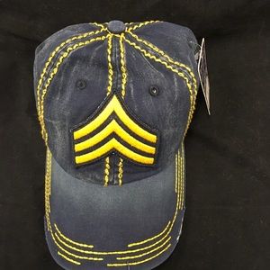 Navy Blue Cotton 3 Stripe Baseball Hat